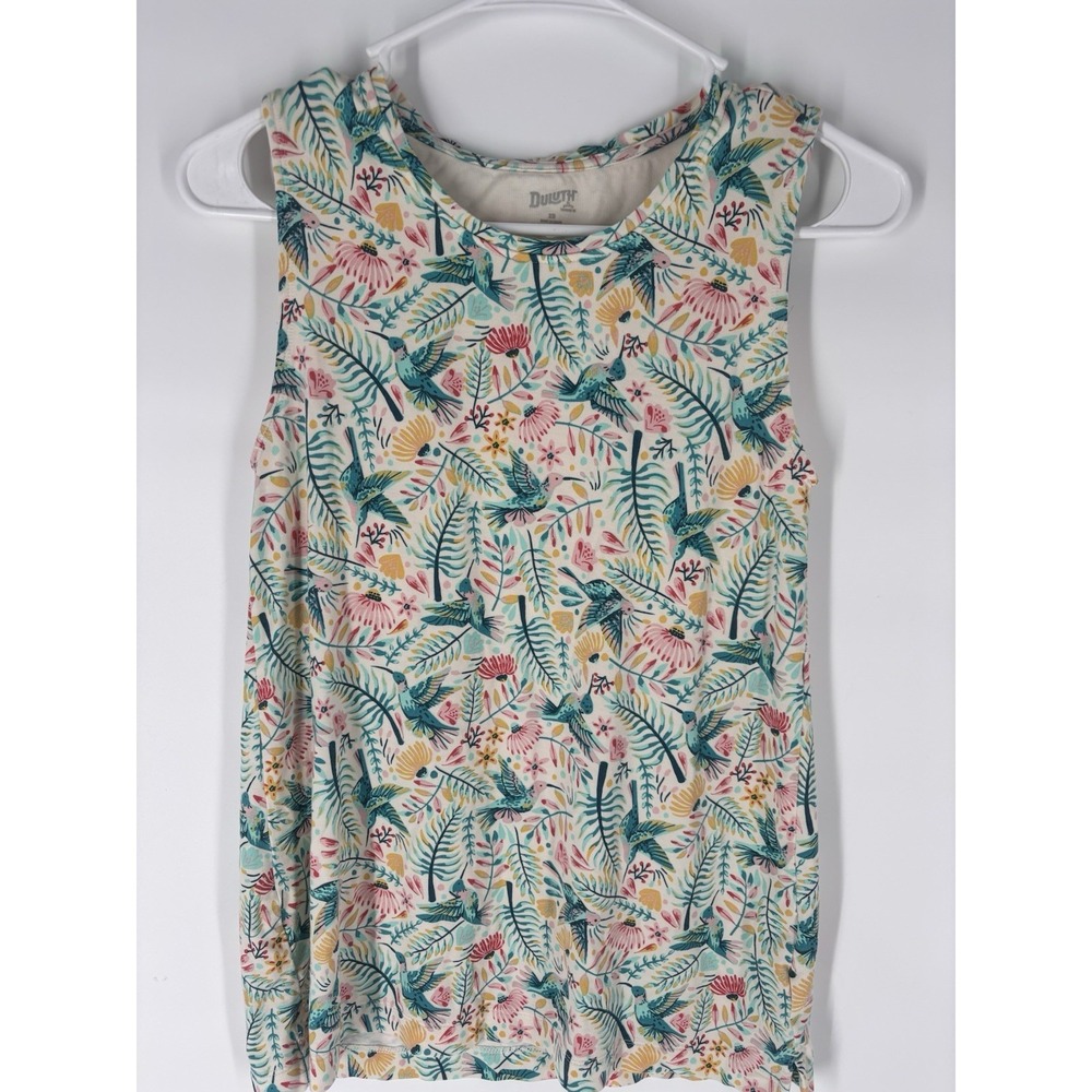 DULUTH TRADING Womens Floral Hummingbird Tank Sz XS Shelf Bra Modal